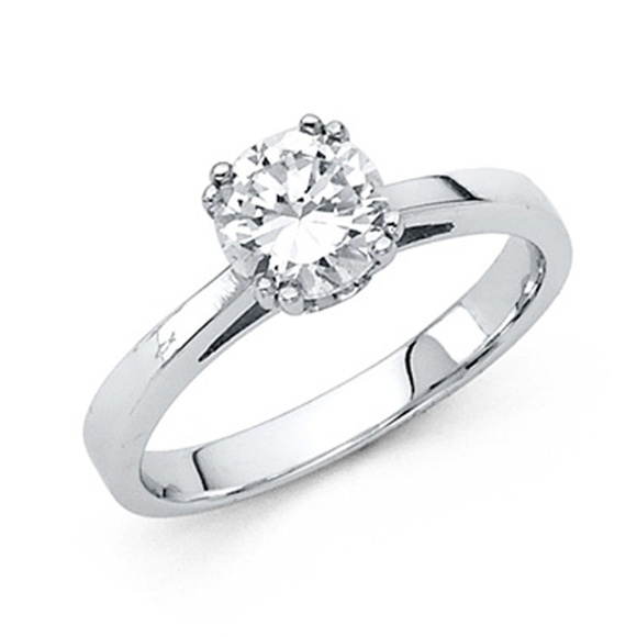 1-CT Double-Prong Cathedral Round-Cut CZ Ring